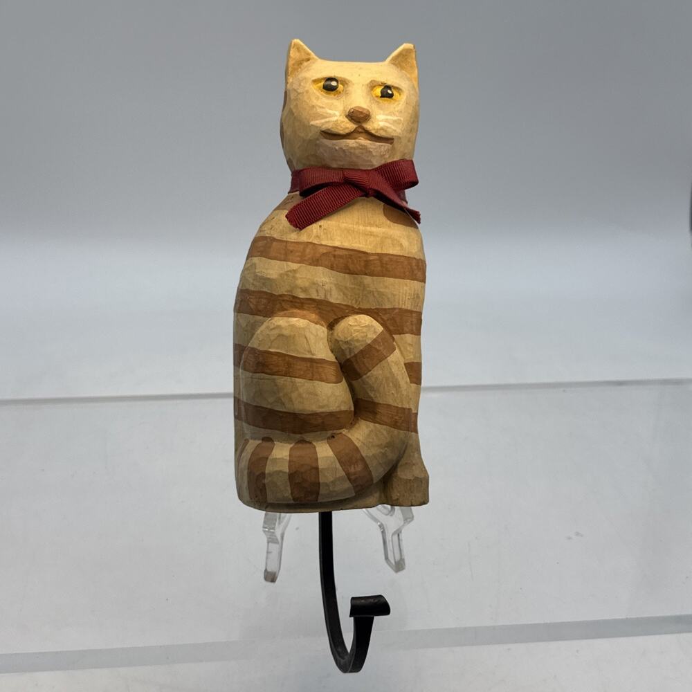VTG Folk Art Tabby Cat Wall Hook Sconce Great American Hanger 1983 Halloween